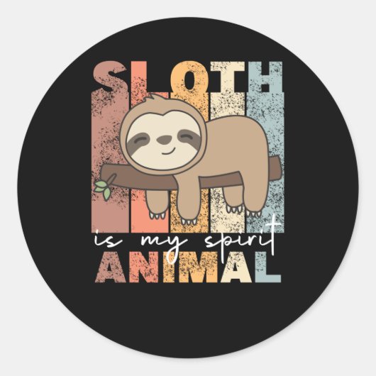 Sloth Is My Spirit Animal - Sweet Slothsヴィンテージ ラウンドシール (正面)