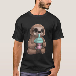 Sloth Kawaii Boba Bubble Milk Tea Tapioca Pearls Tシャツ
