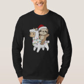 Sloth Lama Christmas Snow Winter Animals Tシャツ (正面)