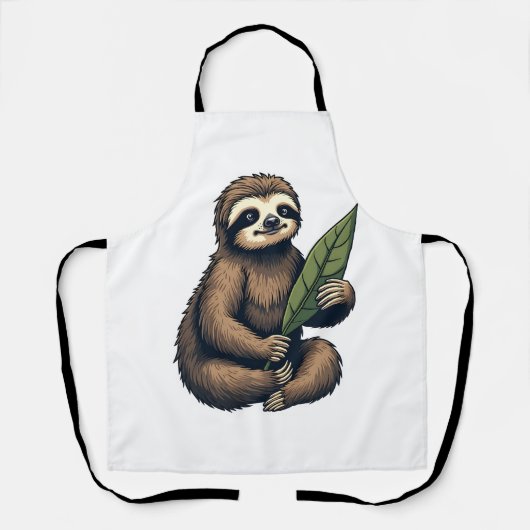Sloth Line Engraving Classic Animal Tee (2) エプロン (正面)