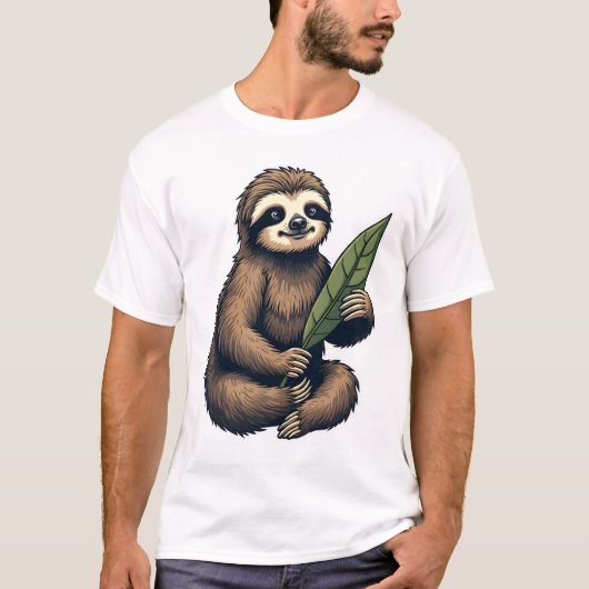 Sloth Line Engraving Classic Animal Tee (2) Tシャツ (正面)