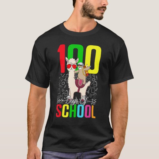 Sloth Llama 100 Day Of School For Teacher Student  Tシャツ (正面)
