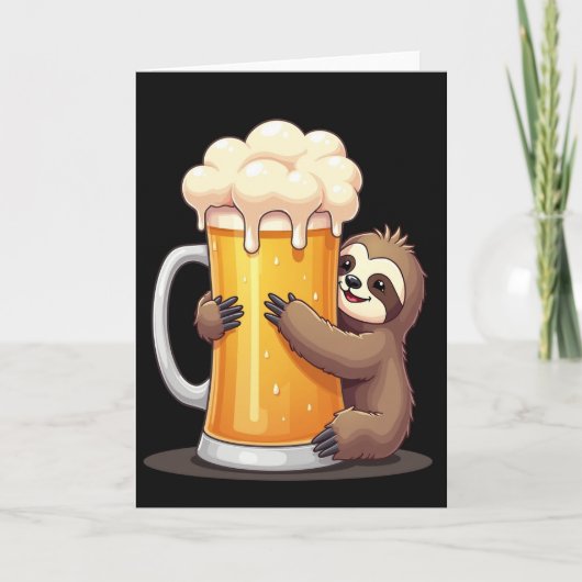 Sloth Loves Beer Funny Card カード (正面)