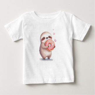 Sloth Loves Donut ベビーTシャツ