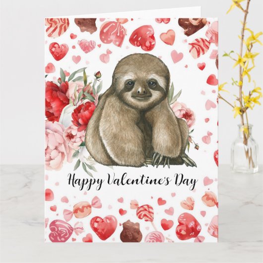 Sloth on Valentine's Day  カード (黄色い花)