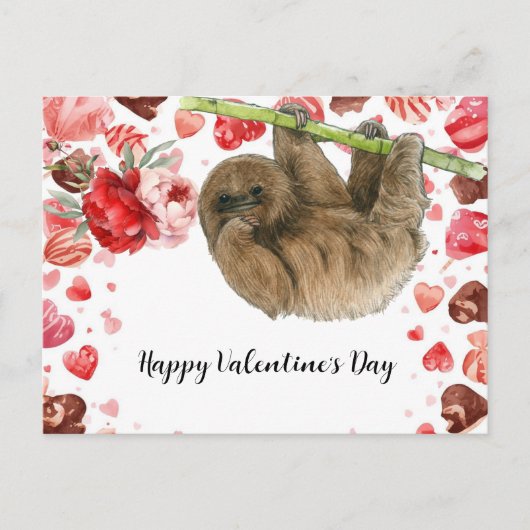Sloth on Valentine's Day  シーズンポストカード (正面)