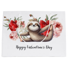 Sloth on Valentine's Day  ラージペーパーバッグ