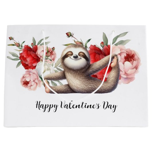 Sloth on Valentine's Day  ラージペーパーバッグ (正面)