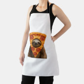 Sloth pizza funny weird prank meme cute happy chri エプロン (インサイチュ)