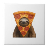 Sloth pizza funny weird prank meme cute happy chri タイル (正面)