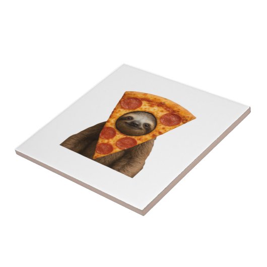 Sloth pizza funny weird prank meme cute happy chri タイル (側面)