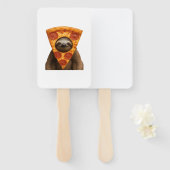 Sloth pizza funny weird prank meme cute happy chri ハンドファン (正面&裏面)