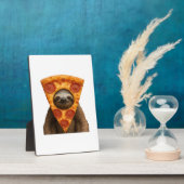 Sloth pizza funny weird prank meme cute happy chri フォトプラーク (側面)