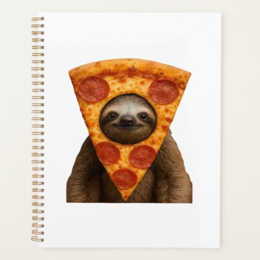 Sloth pizza funny weird prank meme cute happy chri プランナー手帳 (正面)