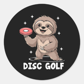 Sloth Playing Disc Golf Player Sports Athlete Game ラウンドシール