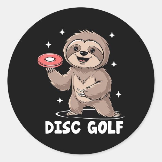 Sloth Playing Disc Golf Player Sports Athlete Game ラウンドシール (正面)