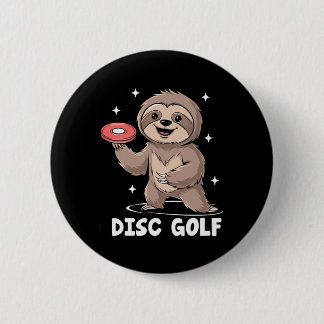 Sloth Playing Disc Golf Player Sports Athlete Game 缶バッジ