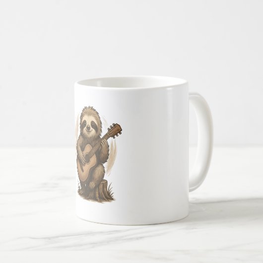 Sloth Playing Guitar コーヒーマグカップ (正面右)