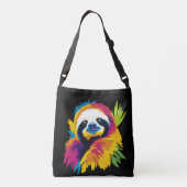 Sloth Portrait Illustration Watercolour Painting クロスボディバッグ (裏面)