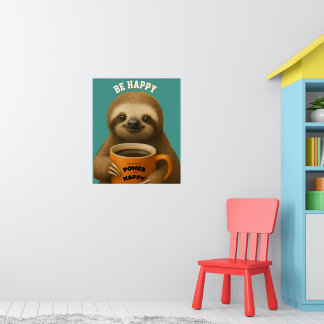 SLOTH POSTER – Be Happy Positive Wall Art ポスター