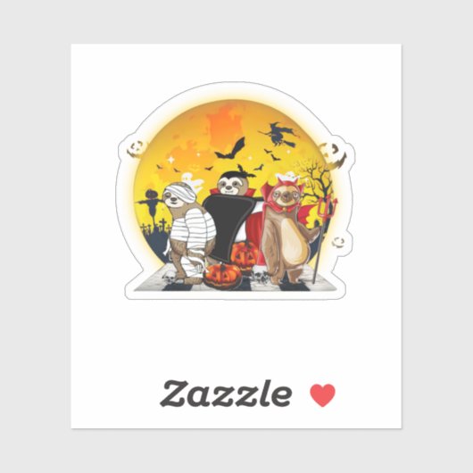 Sloth Pumpkin Halloween Costume Funny シール (シート)