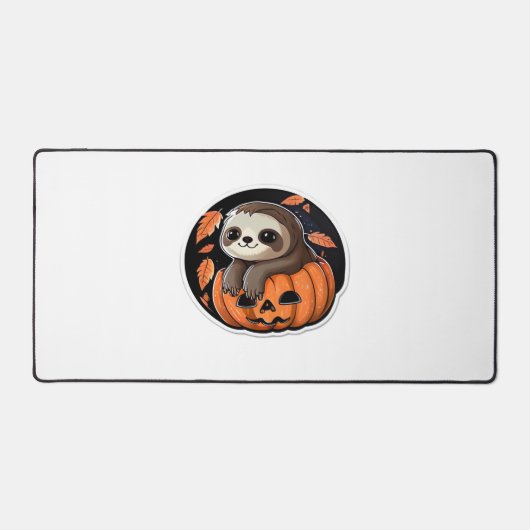 sloth pumpkin Halloween sticker Oversized T-Shirt デスクマット (正面)