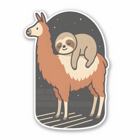 Sloth Riding Llama シール (正面)