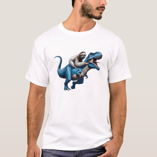 Sloth Riding T-Rex Dinosaur Lover T-Shirt Tシャツ (正面)