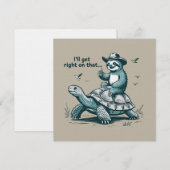Sloth Riding Turtle Humor I'll Get Right On That 招待状 (正面/裏面)