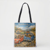Sloth Road Rage – Rockwell‑Inspired Watercolor Car トートバッグ (正面)