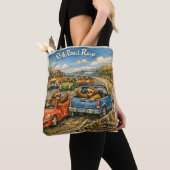 Sloth Road Rage – Rockwell‑Inspired Watercolor Car トートバッグ (クローズアップ)