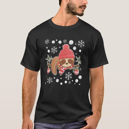 Sloth Santa Claus Animal  XMas PJs Christmas Pajam Tシャツ (正面)