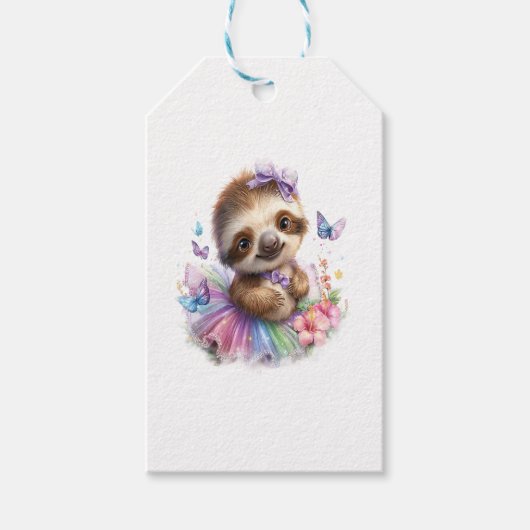Sloth Shirt Safari Rainbow Summer ギフトタグ (正面)