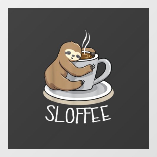 Sloth Sleep at Cup of Coffee Funny Sloth Sloffee T ウィンドウサイン (シート)