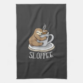 Sloth Sleep at Cup of Coffee Funny Sloth Sloffee T キッチンタオル (縦)