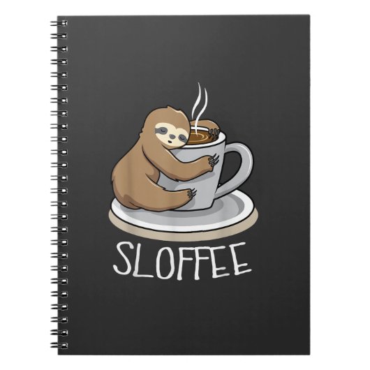 Sloth Sleep at Cup of Coffee Funny Sloth Sloffee T ノートブック (正面)