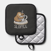 Sloth Sleep at Cup of Coffee Funny Sloth Sloffee T 鍋敷き (正面/裏面)