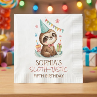 Sloth sloth-tastic kids birthday スタンダードカクテルナプキン