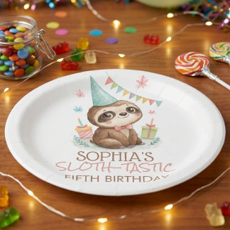 Sloth sloth-tastic kids birthday ペーパープレート