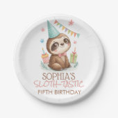 Sloth sloth-tastic kids birthday ペーパープレート (正面)