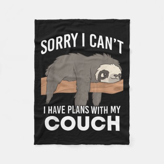 Sloth Sorry I Can’t I Have Plans With My Couch フリースブランケット (正面)