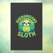 Sloth St Patricks Day Sloth Shenanigans Cute Anima ウィンドウサイン (シート3)