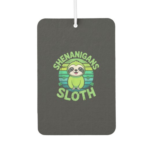 Sloth St Patricks Day Sloth Shenanigans Cute Anima カーエアーフレッシュナー (正面)