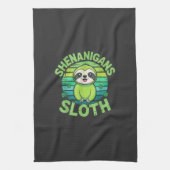 Sloth St Patricks Day Sloth Shenanigans Cute Anima キッチンタオル (縦)