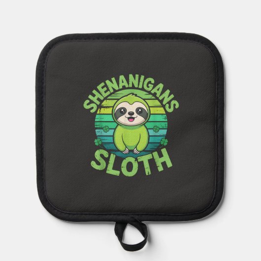 Sloth St Patricks Day Sloth Shenanigans Cute Anima 鍋敷き (正面)