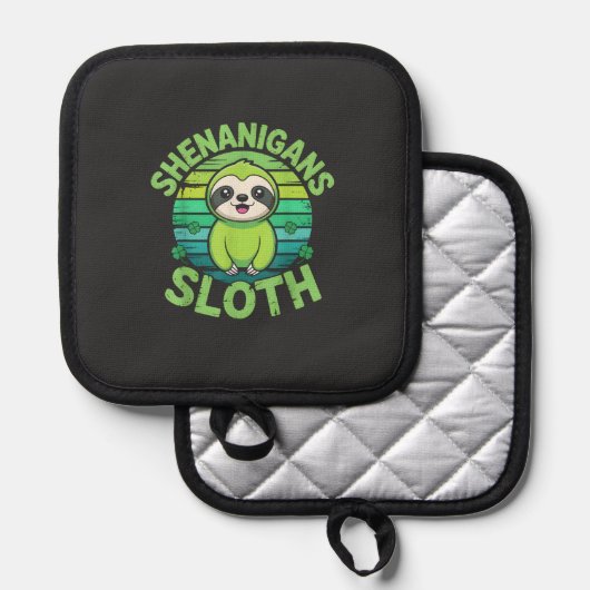 Sloth St Patricks Day Sloth Shenanigans Cute Anima 鍋敷き (正面/裏面)