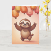 Sloth Style Birthday Vibes カード (黄色い花)