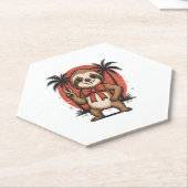 Sloth Summer Beach Rocking ペーパーコースター (アングル)