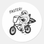 Sloth Surf Lowrider Funny Sticker ラウンドシール (正面)