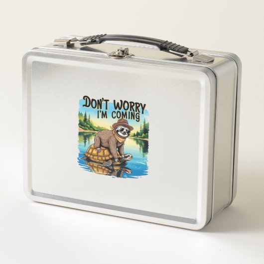 Sloth T-Shirt- Don't Worry I'm Coming メタルランチボックス (正面)